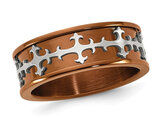 Men's Stainless Steel Coffee Cross Wedding Band Ring (8.0mm)