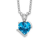 1.72 Carat (ctw) Blue Topaz Heart Pendant Necklace in Sterling Silver with Chain