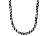 Men's Stainless Steel with Rolo Chain Necklace with Blue Plating (22 Inch)