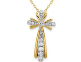 1/2 Carat (ctw) Diamond Cross Pendant Necklace 14K Yellow Gold with Chain 