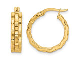 Polished and Textued Multi-Curve Hoop Earrings in 14K Yellow Gold