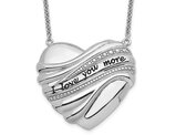 Antiqued Sterling Silver Heart - I Love You More - Pendant Necklace with Chain 