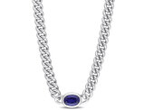 1.27 Carat (ctw) Lab Created Blue Sapphire Curb Chain Necklace in Sterling Silver