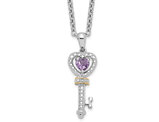1/5 Carat (ctw) Amethyst Key Pendant Necklace in Sterling Silver with Chain