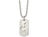 Mens Stainless Steel Ladies Silhouette Dogtag Pendant Necklace with Chain (22 Inches)