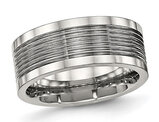 Stainless Steel Grooved Comfort Fit Wedding Band Ring (8.0mm)