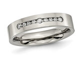Men's 1/4 Carat (ctw) Diamond Titanium Polished Band Ring (6.00mm)