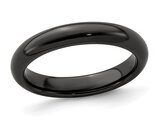 Mens or Ladies Black Plated Titanium Domed Wedding Band Ring (4.00mm)