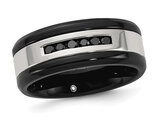 Men's 1/4 Carat (ctw) Black Diamond Black Plated Stainless Steel Band Ring
