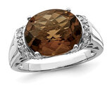 4.50 Carat (ctw) Oval-Cut Smoky Quartz Ring in Sterling Silver