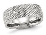 Stainless Steel Polished Textured Band Ring (8.0mm)