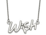 Stainless Steel Polished WISH Necklace with Chain (19.5 Inches)