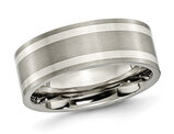 Men's Titanium with Sterling Silver Inlay Band Ring (8.0mm)