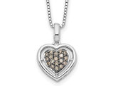 1/4 Carat (ctw) Champagne Diamond Heart Pendant Necklace in Sterling Silver with Chain