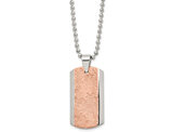 Mens Stainless Steel Brown Plated Dogtag Pendant Necklace with Chain (22 Inches)