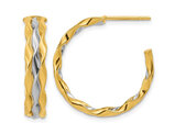 14K Yellow Gold Polished Wavet J-Hoop Earrings