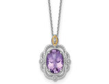 4.25 Carat (ctw) Oval-Cut Amethyst Pendant Necklace in Sterling Silver with Chain