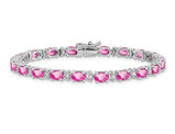 10.80 Carat (ctw) Lab Created Pink Sapphire Bracelet in 14K White Gold with Diamonds