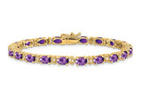 10.80 Carat (ctw) Amethyst Bracelet in 14K Yellow Gold with Diamonds