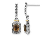 1.60 Carat (ctw) Cushion-Cut Smoky Quartz Dangle Earrings in Sterling Silver