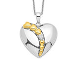Sterling Silver Heart Pendant Necklace with Synthetic Cubic Zirconia and Chain 