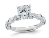 3.09 Carat (ctw VS, F) Certified Lab-Grown Cushion-Cut Diamond Engagement Ring 14K White Gold