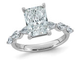 3.87 Carat (ctw VS, F) Certified Lab-Grown Emerald-Cut Diamond Engagement Ring 14K White Gold