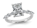 2.60 Carat (ctw VS, F) Certified Lab-Grown Emerald-Cut Diamond Engagement Ring 14K White Gold