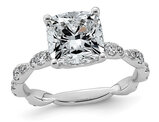 3.45 Carat (ctw VS, F) Certified Lab-Grown Cushion-Cut Diamond Engagement Ring 14K White Gold