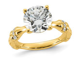 3.12 Carat (ctw VS, F) Certified Lab-Grown Round Diamond Engagement Ring in 14K Yellow Gold