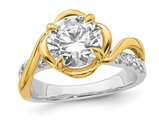 3.00 Carat (ctw VS, F) Certified Lab-Grown Elavated Round Diamond Engagement Ring in 14K White Gold