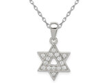 Sterling Silver Star of David Pendant Necklace with Cubic Zirconias and Chain (18 Inches)