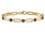 4.05 Carat (ctw) Garnet Paperclip Bracelet in Yellow Sterling Silver (7.5 inches)