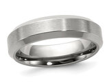 Titanium Beveled Brushed and Polished Edge Wedding Band Ring (6.00 mm)