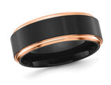Men's Titanium Black and Rose Plated Brushed Band Ring (8mm)