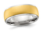Men's  Titanium Brushed Yellow Plated Center Wedding Band Ring (8.00mm)