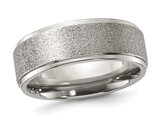 Men's Titanium Polished Laser-Cut Center Band Ring (8.0mm)