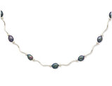 Sterling Silver 6-7mm Freshwater Cultured Black Pearl Necklace (18 Inches)