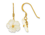 Mother of Pearl Flower Dangle Earrings in Yellow Plated Sterling Silver