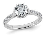 1.34 Carat (ctw VS, F) Certified Lab-Grown Round Diamond Engagement Ring 14K White Gold 6 Prong Set
