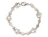 Sterling Silver Dog Bones Paws Charm Bracelet (8.5 Inches)