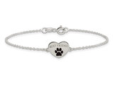 Sterling Silver Heart Best Friend Paw Bones Bracelet (7.5 Inches)