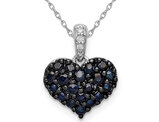 3/4 Carat (ctw) Blue Sapphire Cluster Heart Pendant Necklace in Sterling Silver with Chain