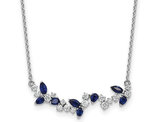 1/2 Carat (ctw) Marquise Cut Blue Sapphire Necklace 14K White Gold with Lab Grown Diamonds