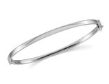 14K White Gold Polished Flat Hinged Bangle Bracelet (3.00 mm wide)