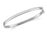 14K White Gold Polished Flat Hinged Bangle Bracelet (4.00 mm wide)