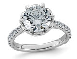 2.94 Carat (ctw VS, F) Certified Lab-Grown Round Diamond Engagement Ring 14K White Gold 6 Prong Set