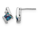 3/4 Carat (ctw) Cushion Cut Lab Created Alexandrite Stud Earrings Sterling Silver