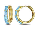 2.80 Carat (ctw) Blue Topaz Hoop Earrings Yellow Plated Sterling Silver