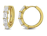 2.86 Carat (ctw) White Topaz Hoop Earrings Yellow Sterling Silver